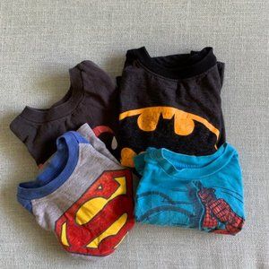 4 SUPERHERO Boy 3T T-Shirts Superman, Spiderman, Batman